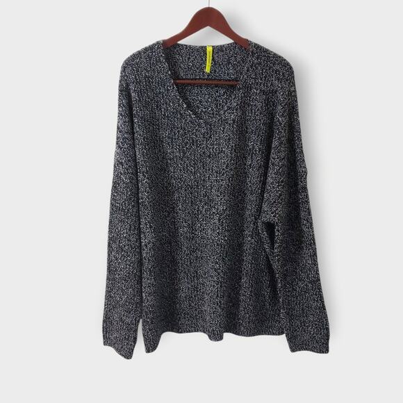 Betabrand Marbled Oversized Boxy Wool Blend Sweater Black White Sz Lg Minimalist - Picture 1 of 9